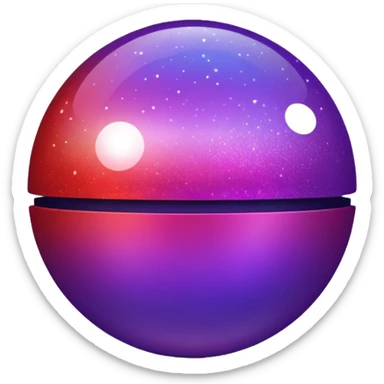 color gradient between red and purple glitter ball sticker