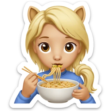 blonde pony eating noodle sticker