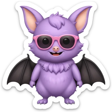 cute pastel bat with sunglasses, full body sticker