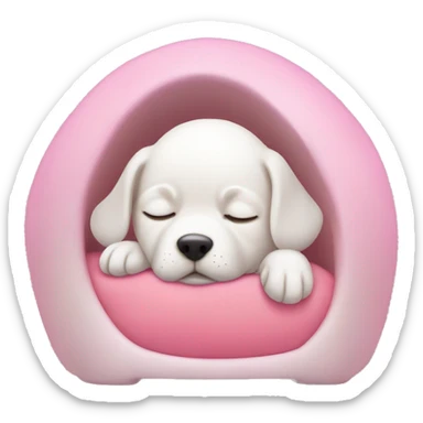 White puppy's sleeping in pink light puppies bed sticker