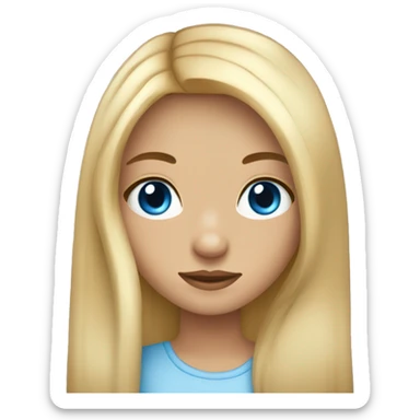 blonde long  straight hair cute girl with blue eyes with freckles sticker