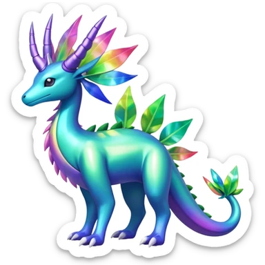 Shiny Colorful Iridescent Meganium-Amaura-Suicune-fakemon (full body) sticker