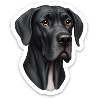 Old black great dane dog with uncut ears sticker