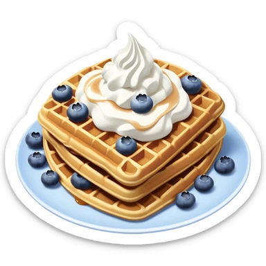 Fluffy waffles with whip cream and blueberries on top ￼ sticker