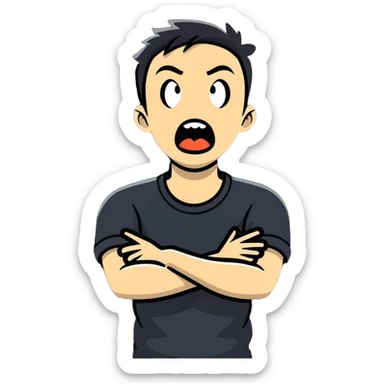 arms crossed holding neck screaming face sticker