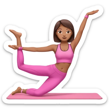 medium-skinned woman doing Pilates in pink sportswear sticker