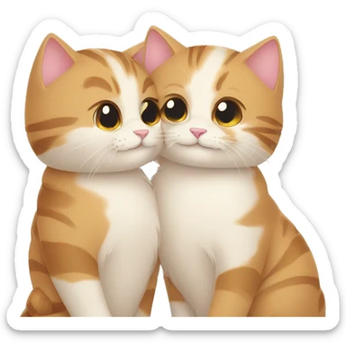 two cute cats hugging each other sticker