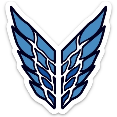 Wings of Freedom logo from Attack on Titan, overlapping blue and white wings, Survey Corps emblem sticker