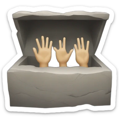 a tomb with hands raiding sticker