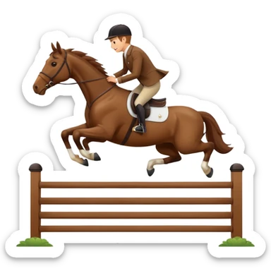 Hermès-style horse jumping, elegant, luxury, minimal, cute emoji style sticker