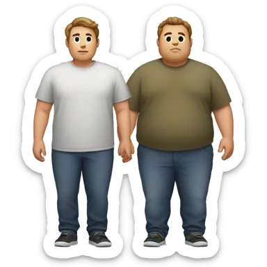 Chubby guy with normal sized guy sticker