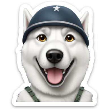white husky in military  sticker