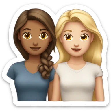 deux filles une fille blonde et fille brune sticker