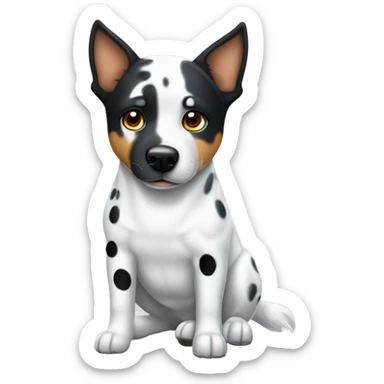 white and black cattle dog  sticker
