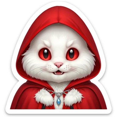 Vampire animal, bunny'  in red collar cloak, fangs sticker