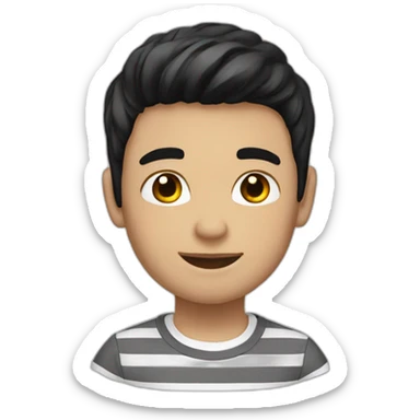 boy with brown jackte & white stripe shirt with medium black hair sticker