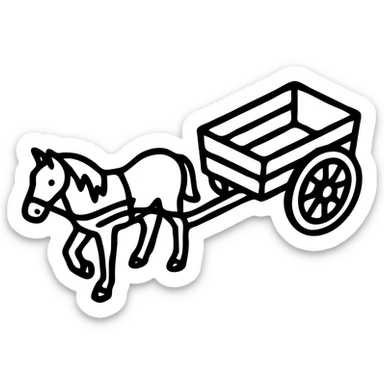 Remove the background, keep the horse drawn cart isometric, detailed, clean lines, with no background. sticker