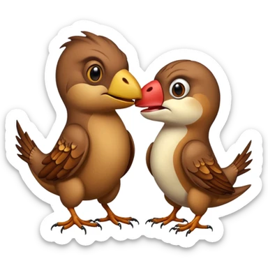A sparrow kiss a trex sticker