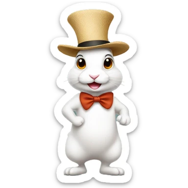 profile rabbit stands on two legs with a hat two ears sticker