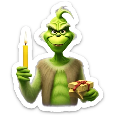 The grinch with a Hanukah menorah  sticker