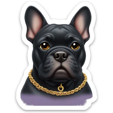black french bull dog wearing necklace sticker