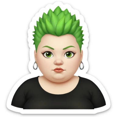 fat woman green mohawk sticker