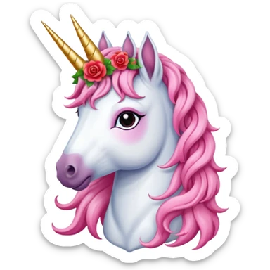 unicorn wearing spanisch rose crown And has a braided mane  sticker
