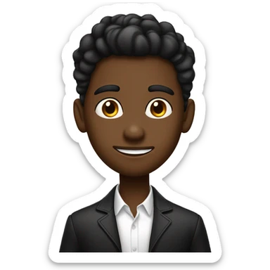 Un chico de 14 años de pelo negro y ojos cafes todo vestido de negro. Piel blanca sticker