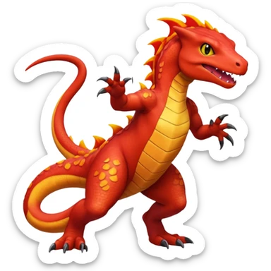 Guilmon-Salandit-Charmeleon-Fakémon-hybrid-creature (full body)  sticker