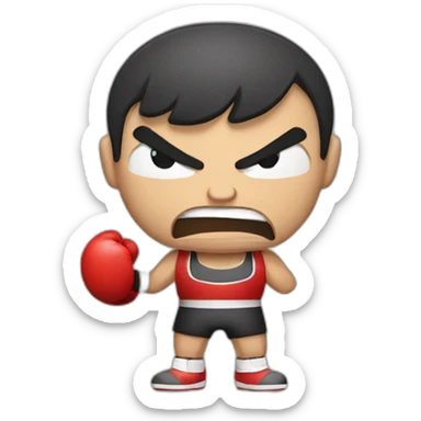 angry fighter with boxing gloves sticker