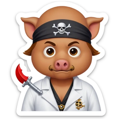 hog with a labcoat and pirate eyepatch plus freaky style sticker