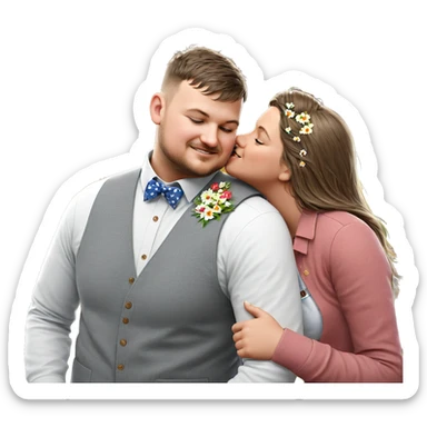outdoor kiss with floral accents sticker