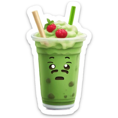 Matcha boba with straw sticker