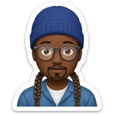 man with braids glasses beanie and goatee sticker