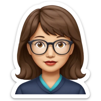 asian woman 50 yr old wavy hair bangs glasses a bit older sticker
