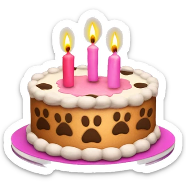 Paw print birthday cake with three candles sticker