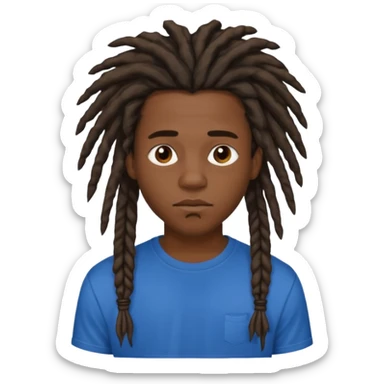 Une homme de 17 ans il a la peau noir foncé , des lèvres pulpeuses et un regard nonchalant. Il a un des locks sticker