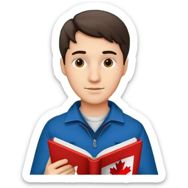 A man studying with a map of Canada in the background sticker
