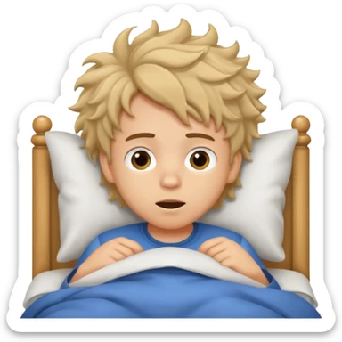 emoji- of a cute boy waking up in bed sticker