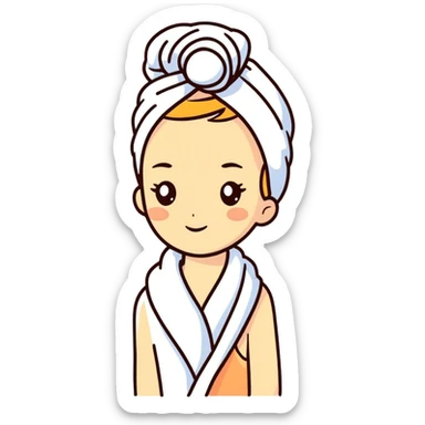 A girl with a towel on her hair sticker
