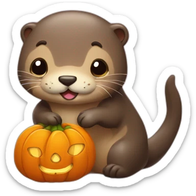 cute otter deguised as a pumpkin sticker
