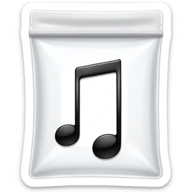transparent ziplock bag with a black music note inside sticker