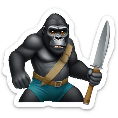 A gorilla with a machete sticker