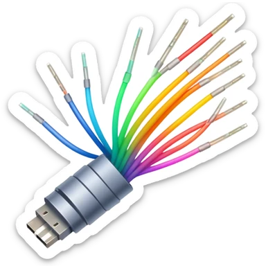 optical fiber cable with glowing light transmission, colorful fiber optic cable sticker