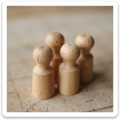 four simple wooden pegs together, realistic style sticker