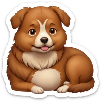 pregnant dog holding its belly sticker