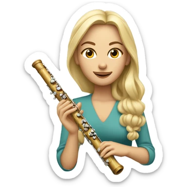 une joueuse de flute traversière avec cheveux blonds sticker