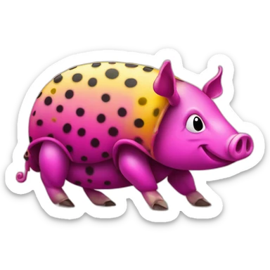 Magenta pig armadillo cow centipede insect with yellow and black spots gradient mottled sticker
