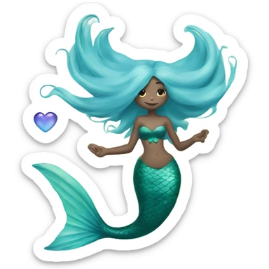 mermaid with a heart shaped fin sticker