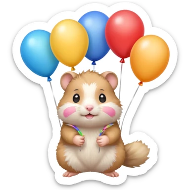 hamster with balloons sticker